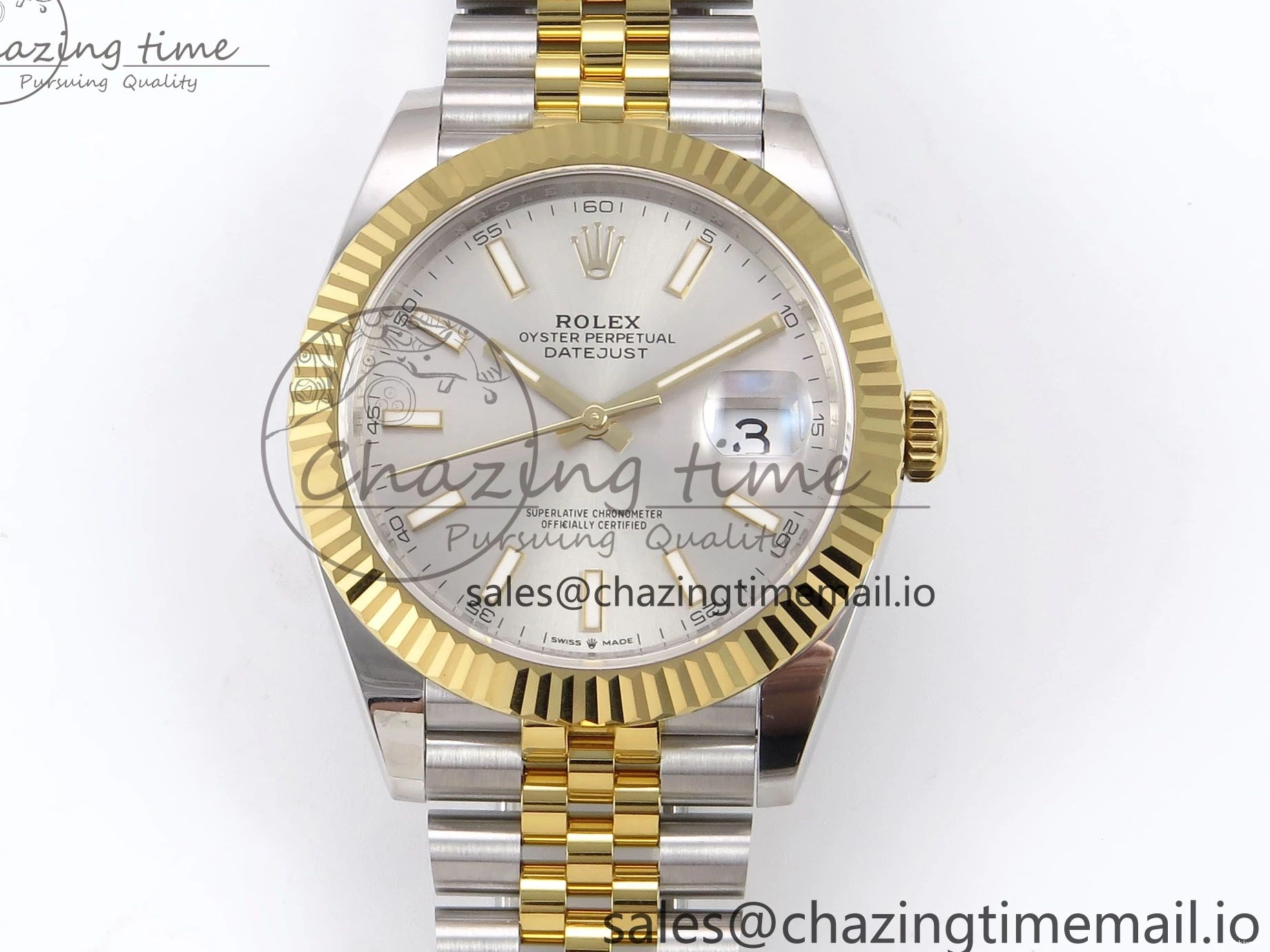 Silver 126333 Best DateJust 41 Edition A3235 SS Stick on YG EWEF Dial Jubilee Bracelet 0118